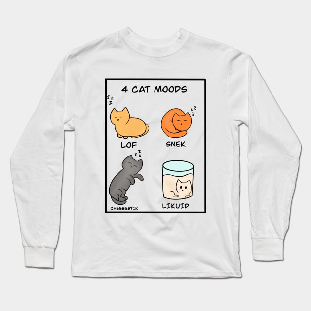 4 cat moods Long Sleeve T-Shirt by Ariannakitana